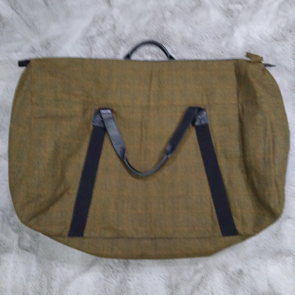 Jack Spade XL Tweed Tartan Olive Travel Overnight Bag - Picture 4 of 11